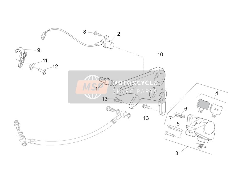 Aprilia RSV4 1000 Racing Factory E4 ABS (USA) 2018 Pinza freno posteriore per un 2018 Aprilia RSV4 1000 Racing Factory E4 ABS (USA)