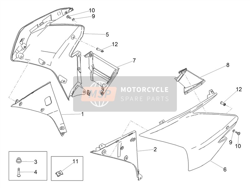 Aprilia RSV4 1000 Racing Factory E4 ABS (EU) 2018 Zijkuipdeel voor een 2018 Aprilia RSV4 1000 Racing Factory E4 ABS (EU)