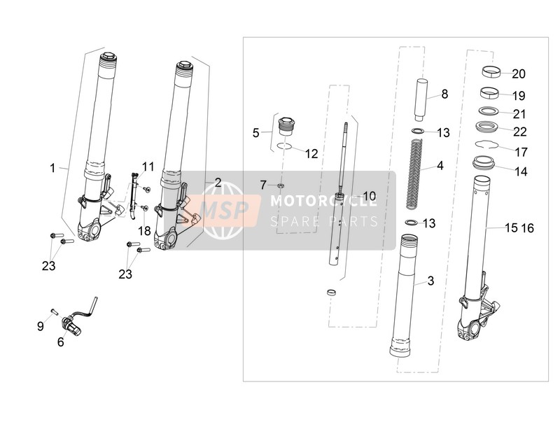 Aprilia RSV4 1000 RR E4 ABS (USA) 2018 Front Fork Sachs for a 2018 Aprilia RSV4 1000 RR E4 ABS (USA)