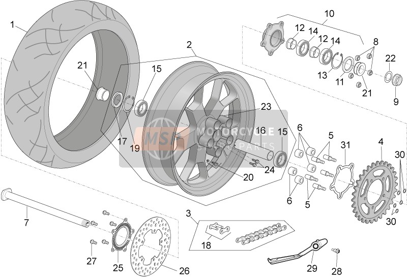 Aprilia RSV4 1000 RR E4 ABS (USA) 2018 Rear Wheel for a 2018 Aprilia RSV4 1000 RR E4 ABS (USA)