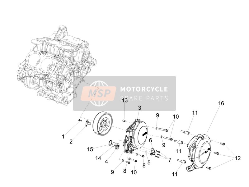 Aprilia RSV4 1000 RR EU 2018 Coperchio del volano per un 2018 Aprilia RSV4 1000 RR EU