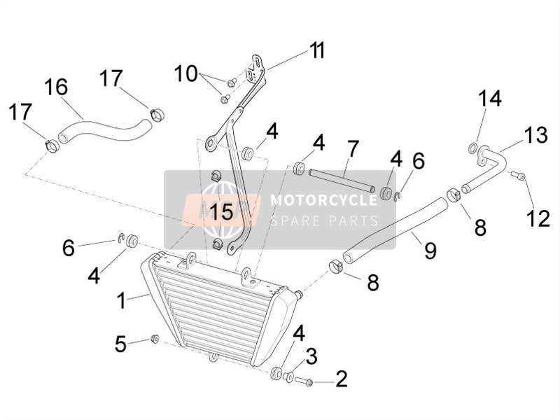 Aprilia RSV4 1000 RR EU 2017 Radiador de aceite para un 2017 Aprilia RSV4 1000 RR EU