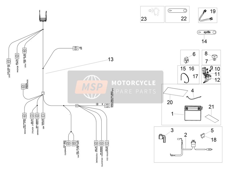 Aprilia RSV4 1000 RR USA 2017 Sistema eléctrico trasero para un 2017 Aprilia RSV4 1000 RR USA