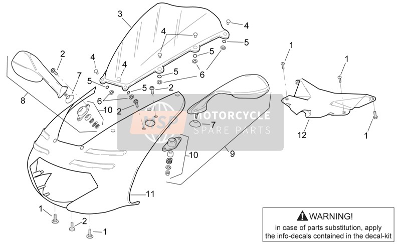 Aprilia RSV 1000 1999 Corps avant - Carénage avant pour un 1999 Aprilia RSV 1000