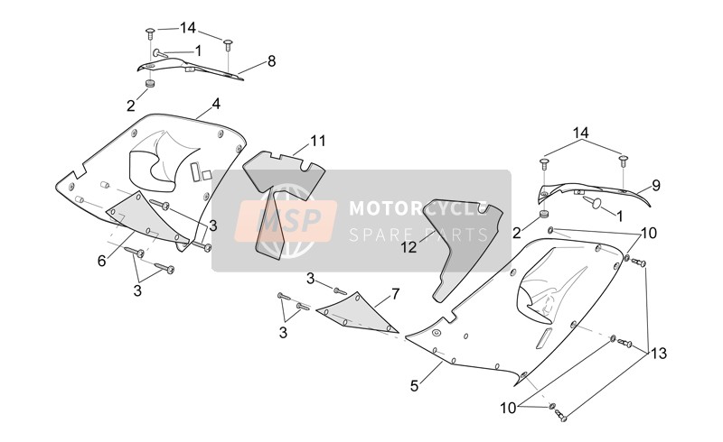 Aprilia RSV 1000 1998 Central Body - Upper Fairings for a 1998 Aprilia RSV 1000