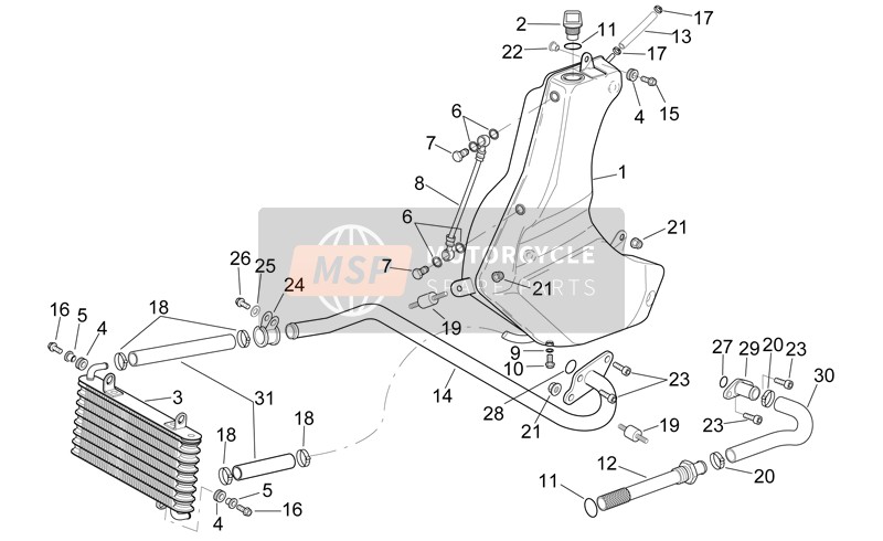 Aprilia RSV 1000 1998 Olie Tank voor een 1998 Aprilia RSV 1000