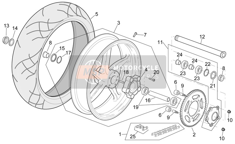 B0454226, Rear Wheel Pin, Piaggio, 0