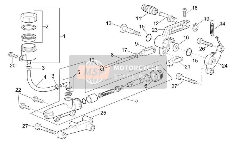 Aprilia RSV 1000 1999 Rear Master Cylinder for a 1999 Aprilia RSV 1000