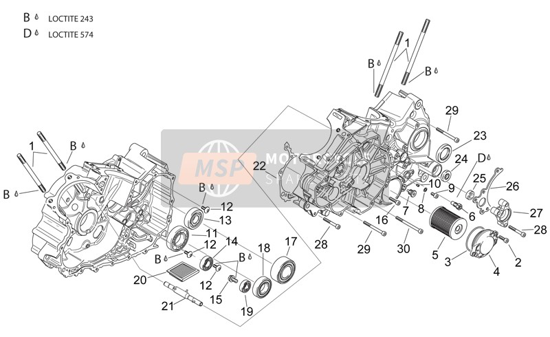 Aprilia RSV 1000 1998 Crankcase II for a 1998 Aprilia RSV 1000