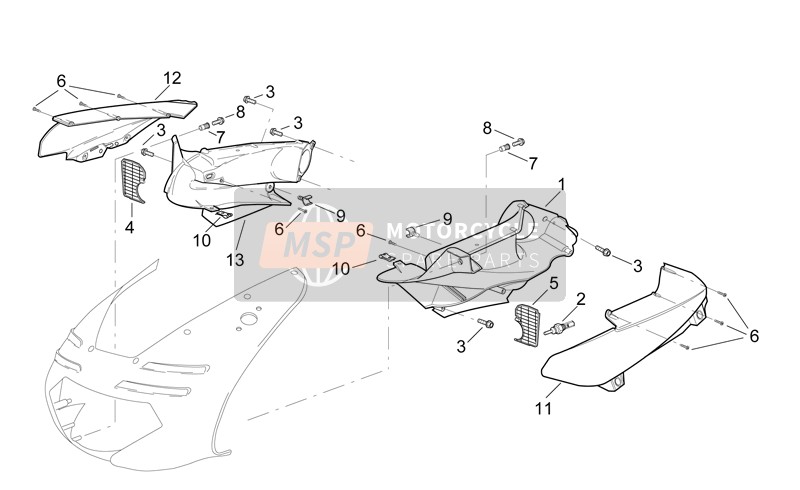 Aprilia RSV 1000 2000 Front Body - Duct for a 2000 Aprilia RSV 1000