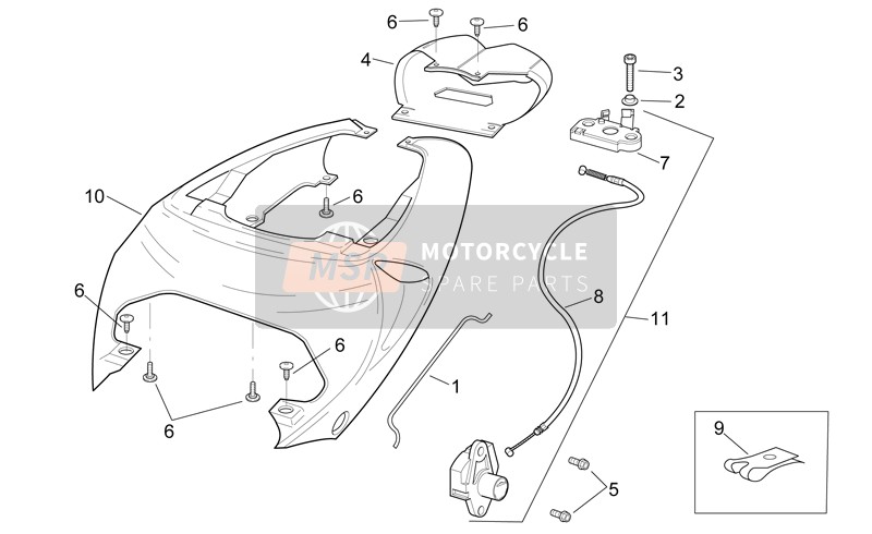 Aprilia RSV 1000 2000 Corps arrière - Carénage arrière pour un 2000 Aprilia RSV 1000