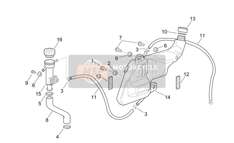 Aprilia RSV 1000 2000 Expansion Tank for a 2000 Aprilia RSV 1000