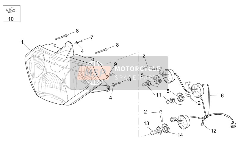 Aprilia RSV 1000 2002 Headlight for a 2002 Aprilia RSV 1000