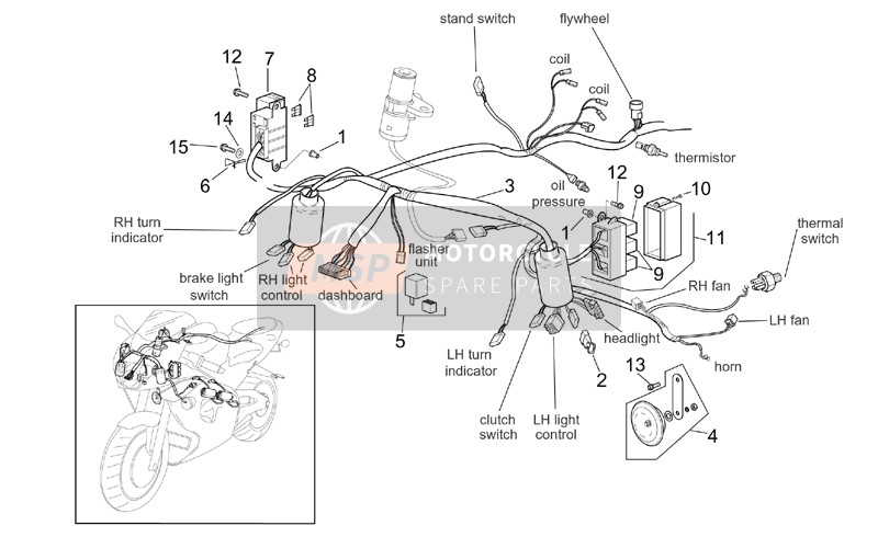 Aprilia RSV 1000 2002 Elektrisches System vorne für ein 2002 Aprilia RSV 1000