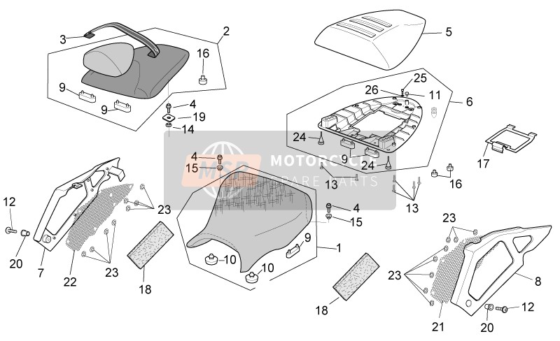 AP8168108, Saddle Cover Base, Piaggio, 1