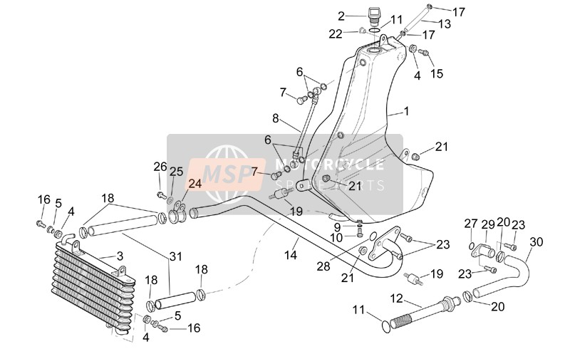 Aprilia RSV 1000 2003 Tanque de aceite para un 2003 Aprilia RSV 1000