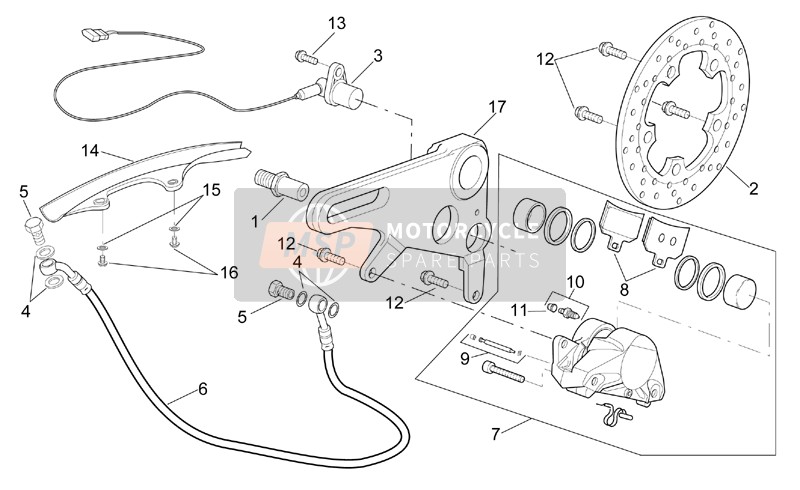 Aprilia RSV 1000 2003 Rear Brake Caliper for a 2003 Aprilia RSV 1000