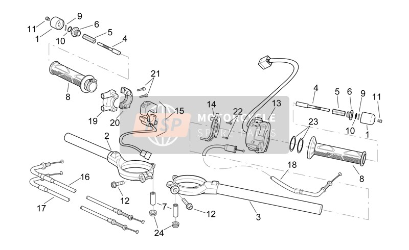 Aprilia RSV 1000 SP 1999 Handlebar for a 1999 Aprilia RSV 1000 SP