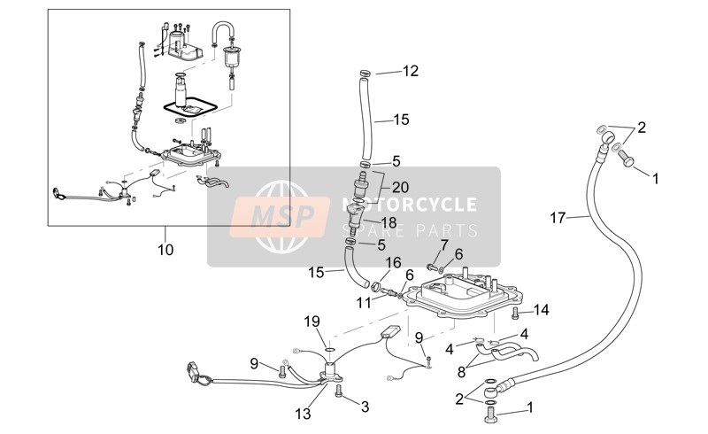 AP8102159, Stang, Water Slang Klem, Piaggio, 1