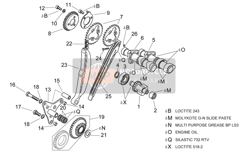 Aprilia RSV 1000 SP 1999 Rear Cylinder Timing System for a 1999 Aprilia RSV 1000 SP