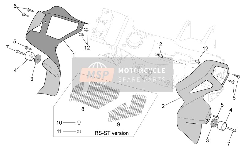 Aprilia RSV 1000 Tuono 2002 Central Body - Upper Fairings for a 2002 Aprilia RSV 1000 Tuono