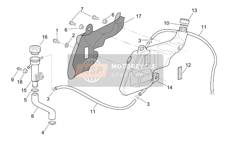 Aprilia RSV 1000 Tuono 2004 Expansion Tank for a 2004 Aprilia RSV 1000 Tuono