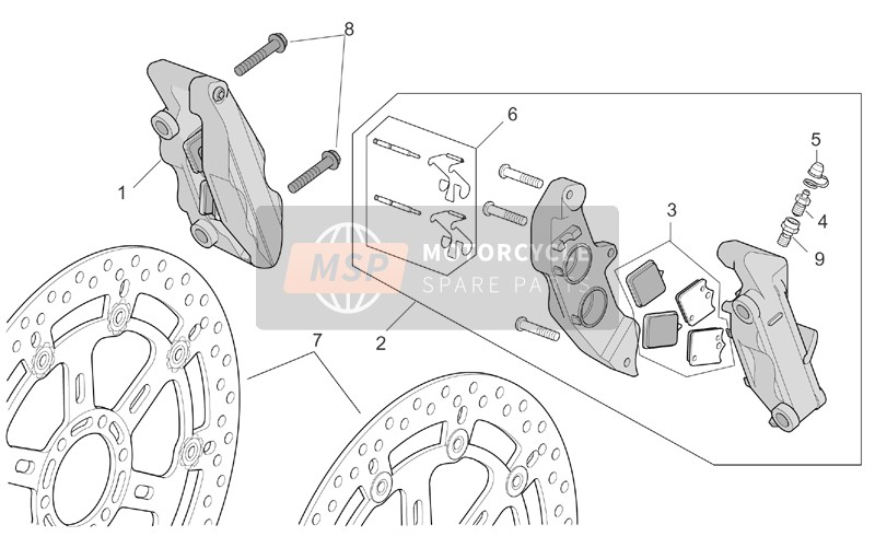 Aprilia RSV 1000 Tuono 2003 R-RF Version. Front Brake Caliper for a 2003 Aprilia RSV 1000 Tuono