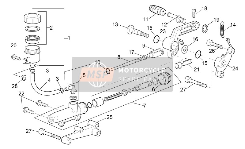 Aprilia RSV 1000 Tuono 2003 Rear Master Cylinder for a 2003 Aprilia RSV 1000 Tuono