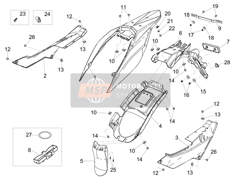 AP8124718, Rear Reflector, Red, Piaggio, 1