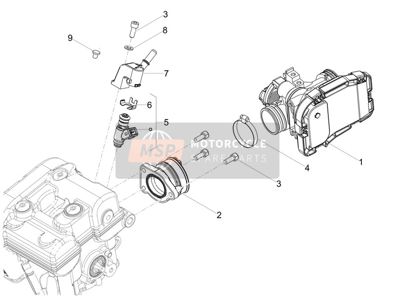 Aprilia RX 125 E4 (APAC) 2018 Cuerpo del acelerador para un 2018 Aprilia RX 125 E4 (APAC)