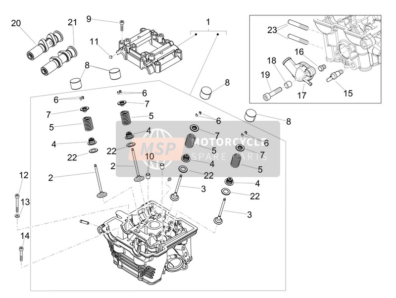 Aprilia RX 125 E4 (APAC) 2018 Cilinderkop - Kleppen voor een 2018 Aprilia RX 125 E4 (APAC)