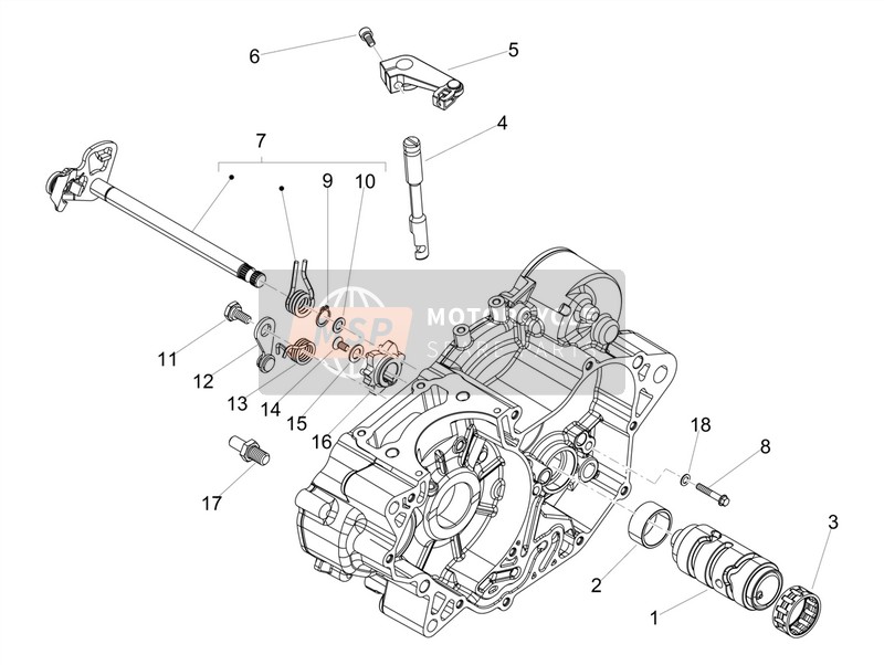 Aprilia RX 125 E4 (EMEA) 2018 Boîte de vitesses / Sélecteur / Shift Cam pour un 2018 Aprilia RX 125 E4 (EMEA)