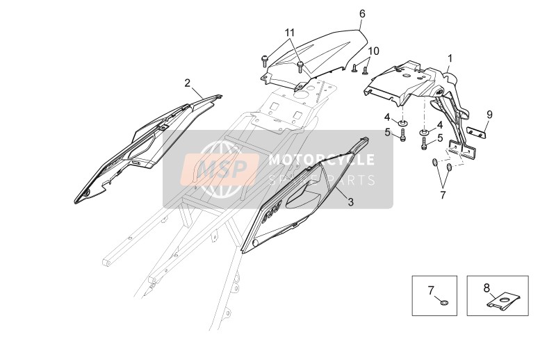 Aprilia RX-SX 125 2010 Rear Body for a 2010 Aprilia RX-SX 125