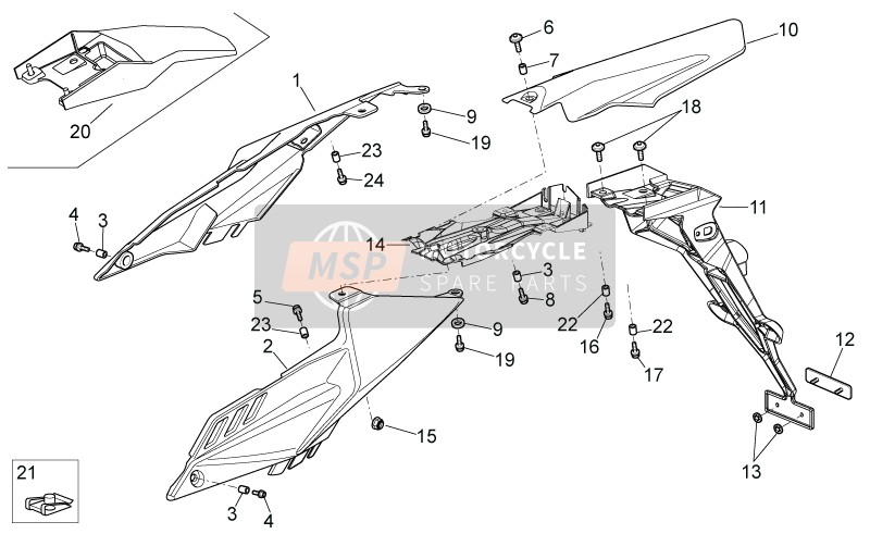 Aprilia RXV 450-550 2011 Corps arrière pour un 2011 Aprilia RXV 450-550