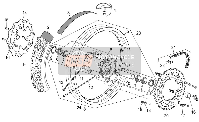 855587, Rear Wheel 2.15X18", Piaggio, 0