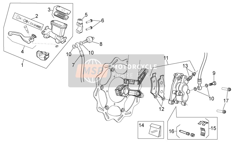 Aprilia RXV 450-550 2011 Sistema de freno delantero para un 2011 Aprilia RXV 450-550