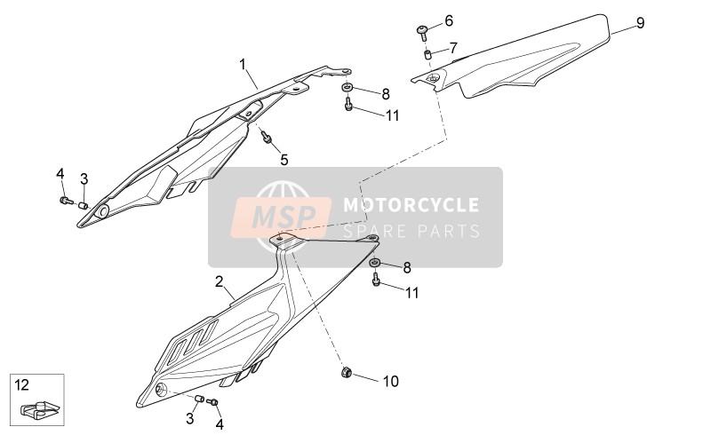 Aprilia RXV 450-550 STREET LEGAL 2011 Corps arrière I pour un 2011 Aprilia RXV 450-550 STREET LEGAL