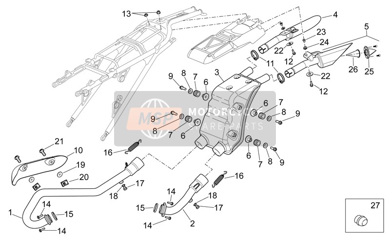 855026, Rear Exhaust Pipe, Piaggio, 0