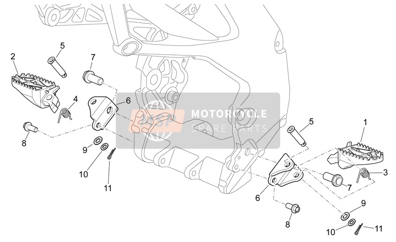 Aprilia RXV-SXV 450-550 2008 Reposapiés para un 2008 Aprilia RXV-SXV 450-550