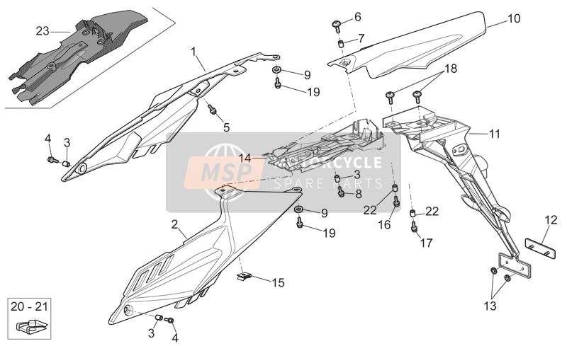 Aprilia RXV-SXV 450-550 2008 Hinterer Karosseriebereich I für ein 2008 Aprilia RXV-SXV 450-550