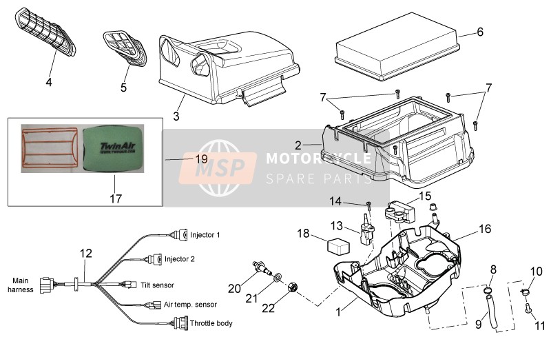 Aprilia RXV-SXV 450-550 2008 Scatola Dell'Aria per un 2008 Aprilia RXV-SXV 450-550