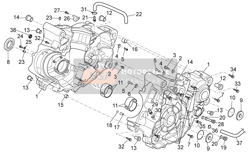 Aprilia RXV-SXV 450-550 2008 Crankcase I for a 2008 Aprilia RXV-SXV 450-550