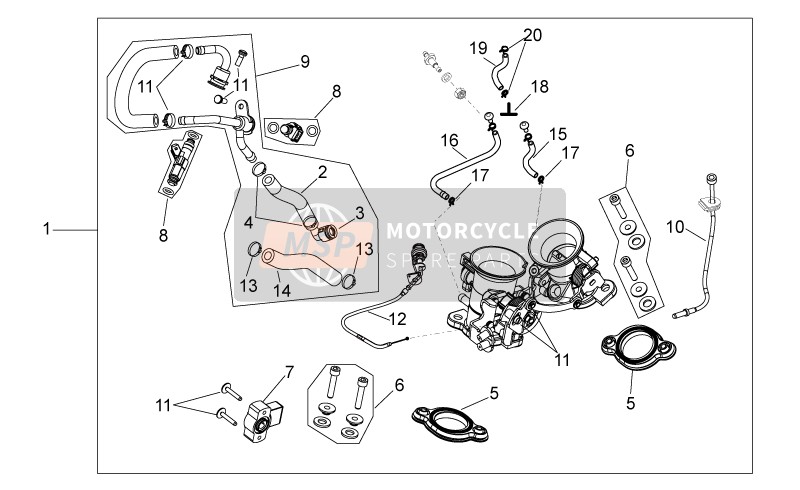 Aprilia RXV-SXV 450-550 2008 Corpo farfallato per un 2008 Aprilia RXV-SXV 450-550