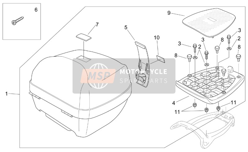 AP8149120, Top Box Hooking Plate, Piaggio, 1