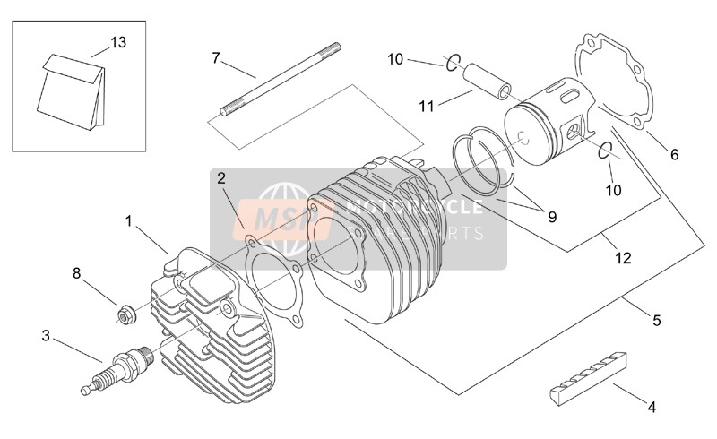 AP8510777, Zylinder Mit Kolben, Piaggio, 0