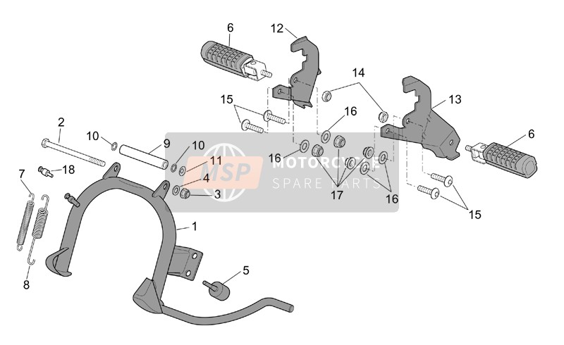 Aprilia Scarabeo 100 4T E2 2002 Foot Rests - Lateral Stand for a 2002 Aprilia Scarabeo 100 4T E2