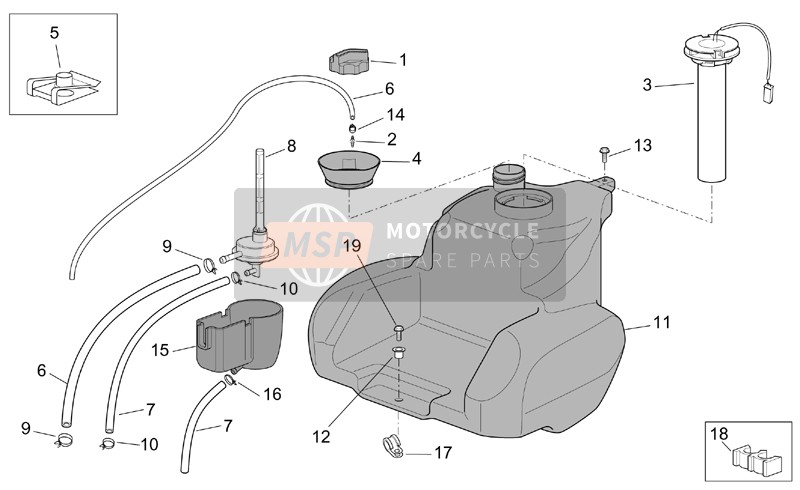 Aprilia Scarabeo 100 4T E2 2005 Fuel Tank I for a 2005 Aprilia Scarabeo 100 4T E2