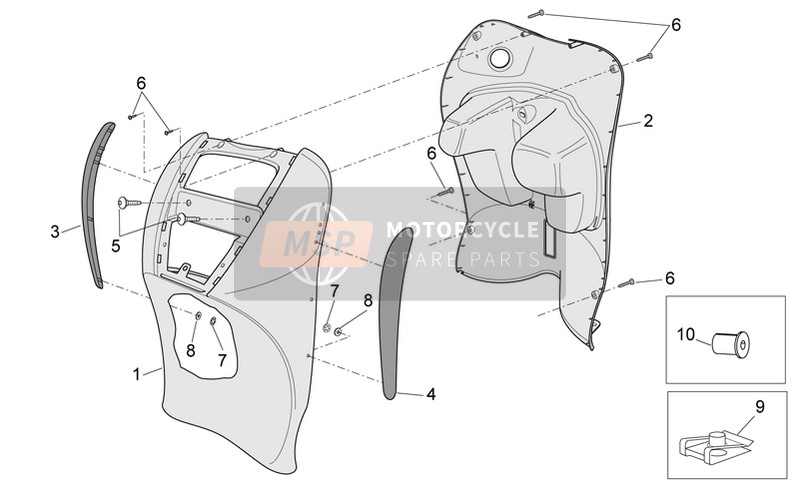 Aprilia Scarabeo 100 4T E3 2007 Front Body III for a 2007 Aprilia Scarabeo 100 4T E3