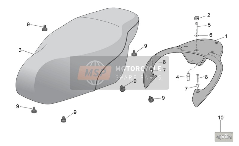 Aprilia Scarabeo 100 4T E3 2009 posto a sedere - Vettore per un 2009 Aprilia Scarabeo 100 4T E3