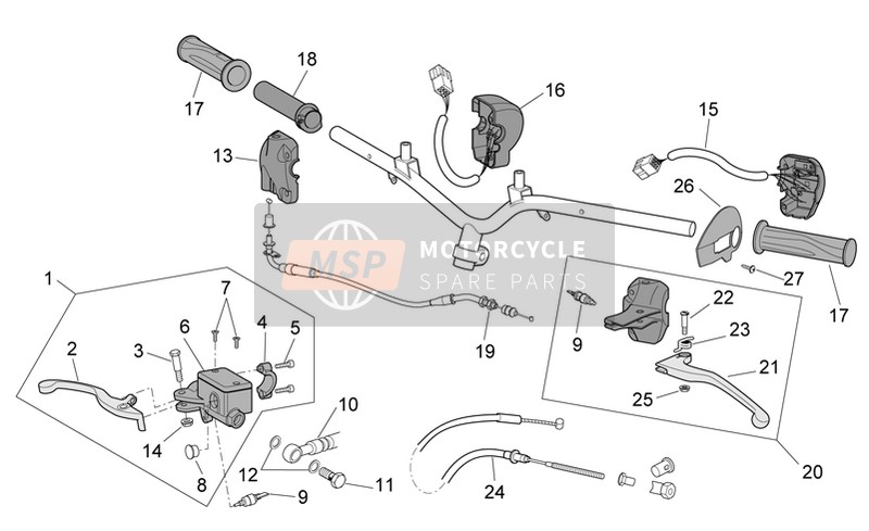 Aprilia Scarabeo 100 4T E3 2006 Controls for a 2006 Aprilia Scarabeo 100 4T E3